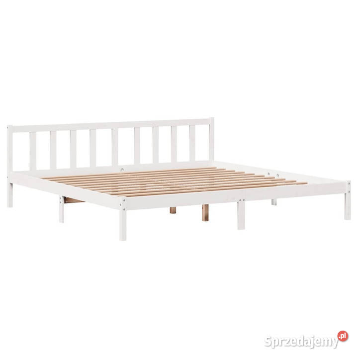 Łóżko bez materaca białe lite drewno sosnowe 218cm