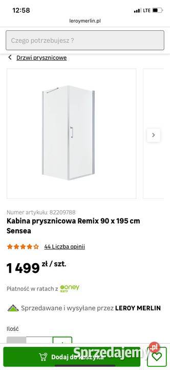 Czarna kabina prysznicowa 90x90 zupełnie nowa Pozostałe Dąbrowa Górnicza sprzedam
