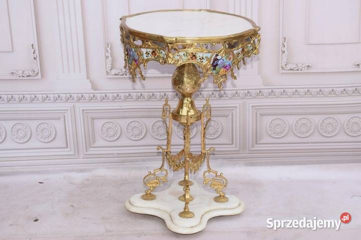 KRÓLEWSKI Stół Empire Marmur Brąz Malunki Kraków