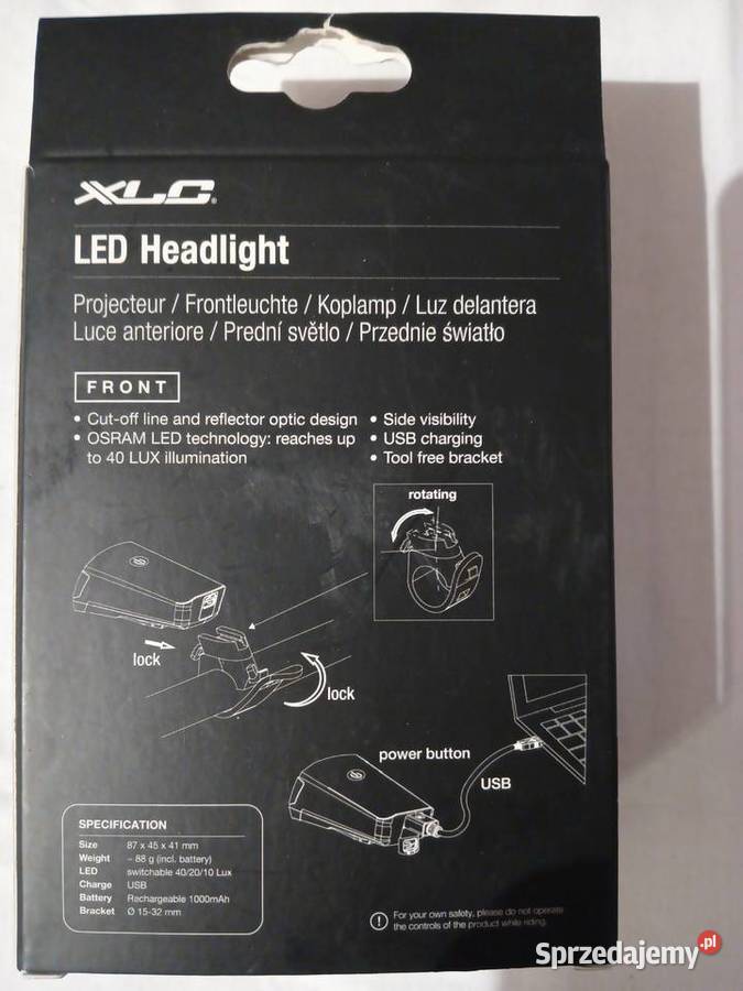 Nowa przednia lampka rowerowa XLC Sirius D45 E Wąsosz
