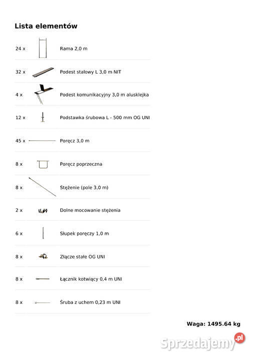 NOWE Rusztowanie 153 m2 elewacyjne 15 x 102 m Rusztowania Stare Siołkowice