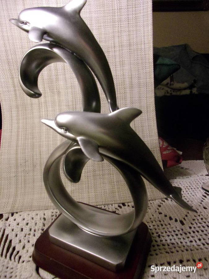 Statułetka rzeźba artystyczna 2 delfiny HERCO Warszawa