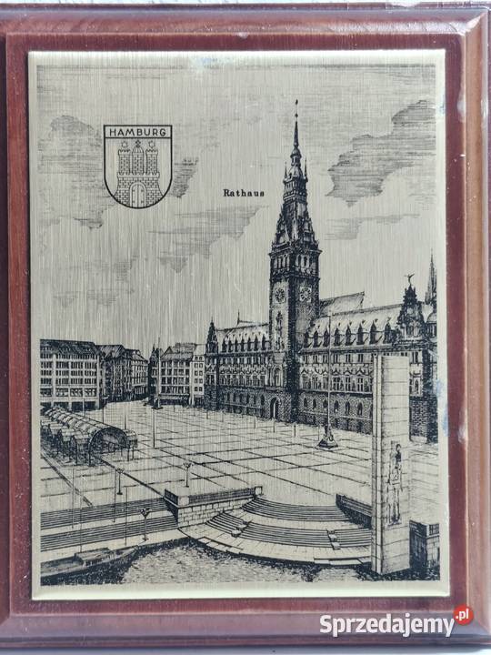 Stylowy grawer retro Ratusz w Hamburgu Rathaus Poddębice