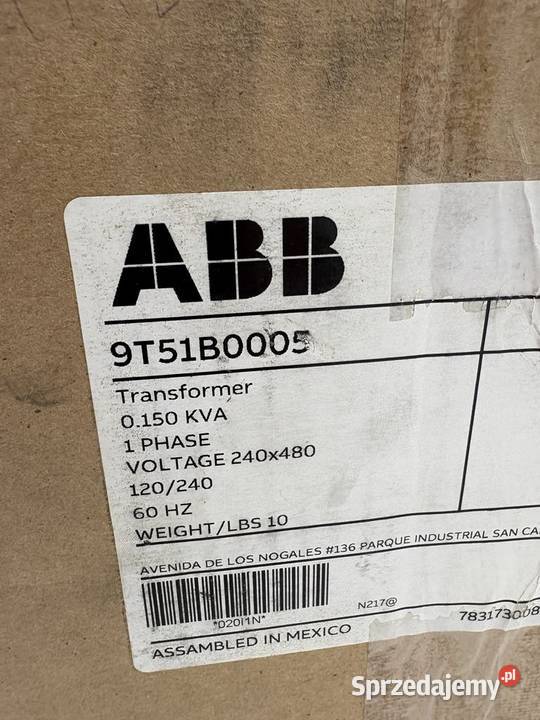 ABB 9T51B0005 Transformator 1fazowy Pozostałe Warszawa
