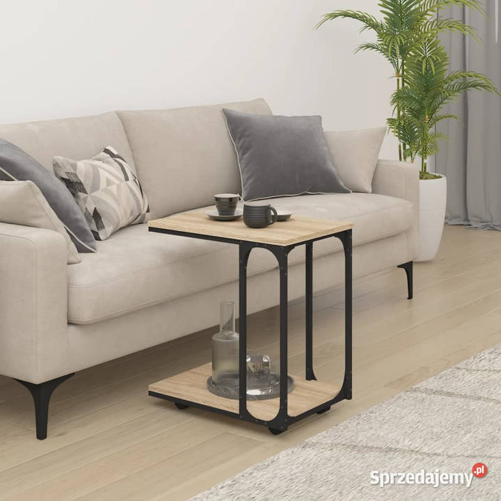 Stolik boczny na kółkach dąb sonoma 50x35x555 mazowieckie Warszawa