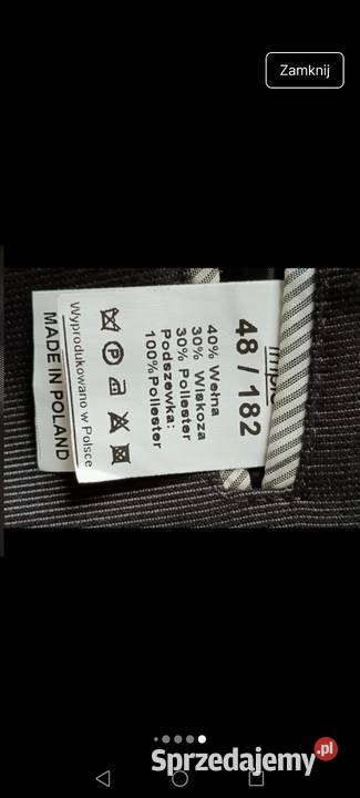 Marynarka Wełniana wool czarna o kroju męskim Inny wzór Krosno