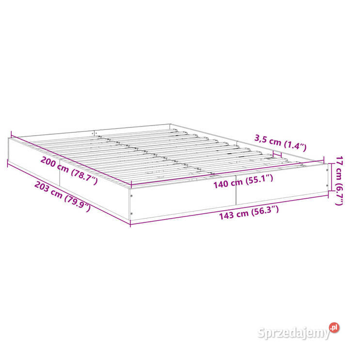 Łóżko bez materaca brązowy dąb 140x200 WM842027 Łóżka sprzedam