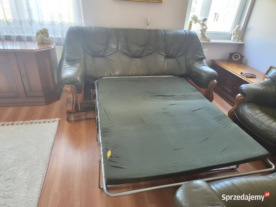 Komplet skórzany Dąb rustykalny z funkcją spania Bydgoszcz