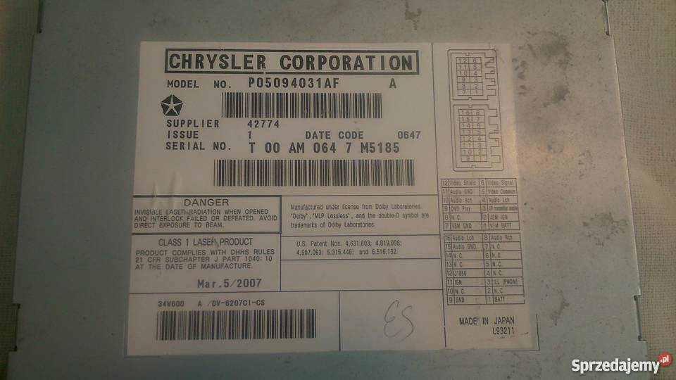 Zmieniarka DVD Chrysler Pacifica Wrocław