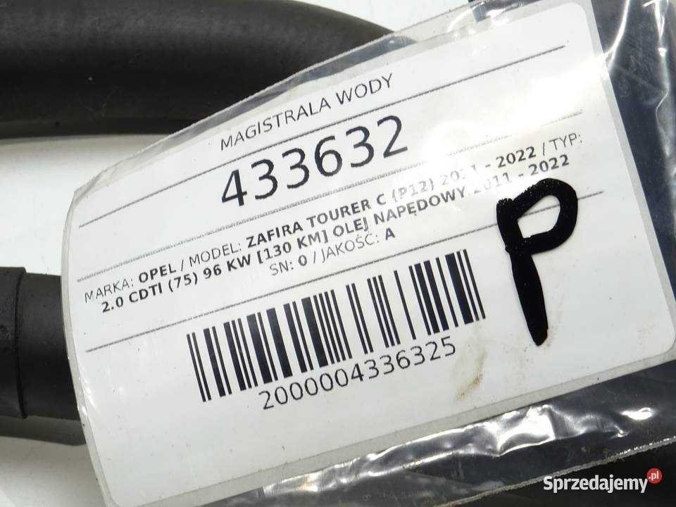 MAGISTRALA WODY OPEL ZAFIRA C 20 130 osobowe sprzedam