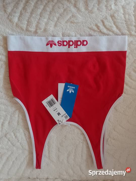3840 ADIDAS Czerwono biały top fitness bokserka