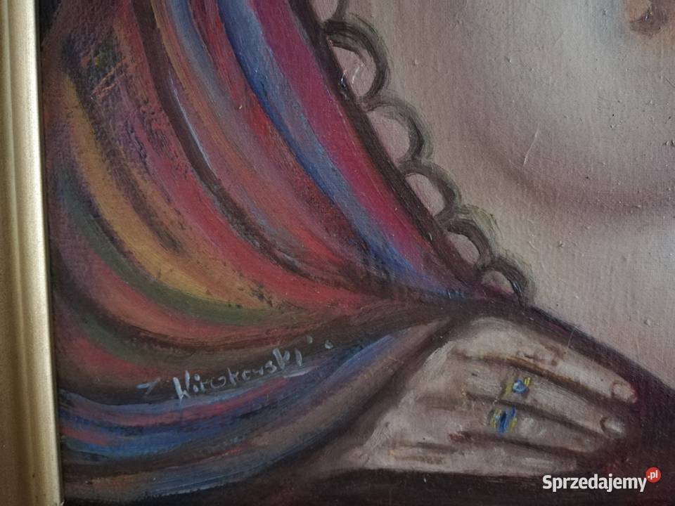 Piękny obraz akt kobiety olejny sygnowany Łódź