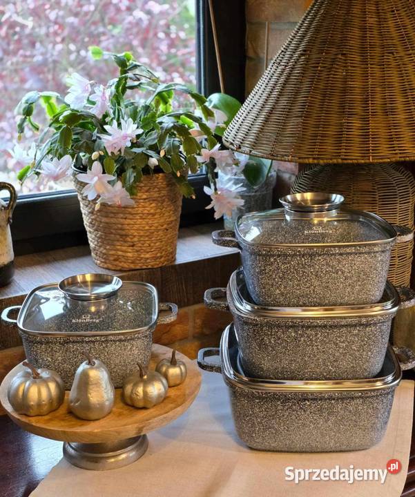 249 Garnki brytfanki marmurkowe czarne szare 4 Zabrze