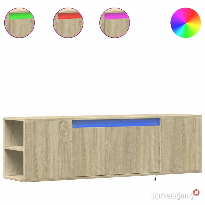 Ścienna szafka TV z LED dąb sonoma 135x31x395 RTV Warszawa