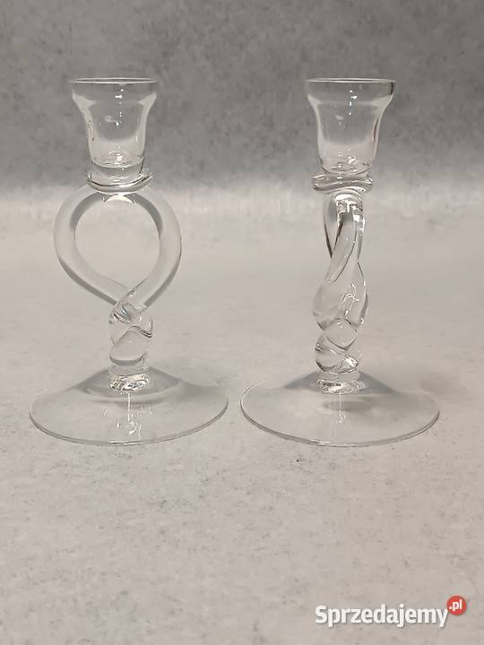 Szklany Świecznik Przezroczysty Para Świeczników Porcelana i szkło Zakopane sprzedam