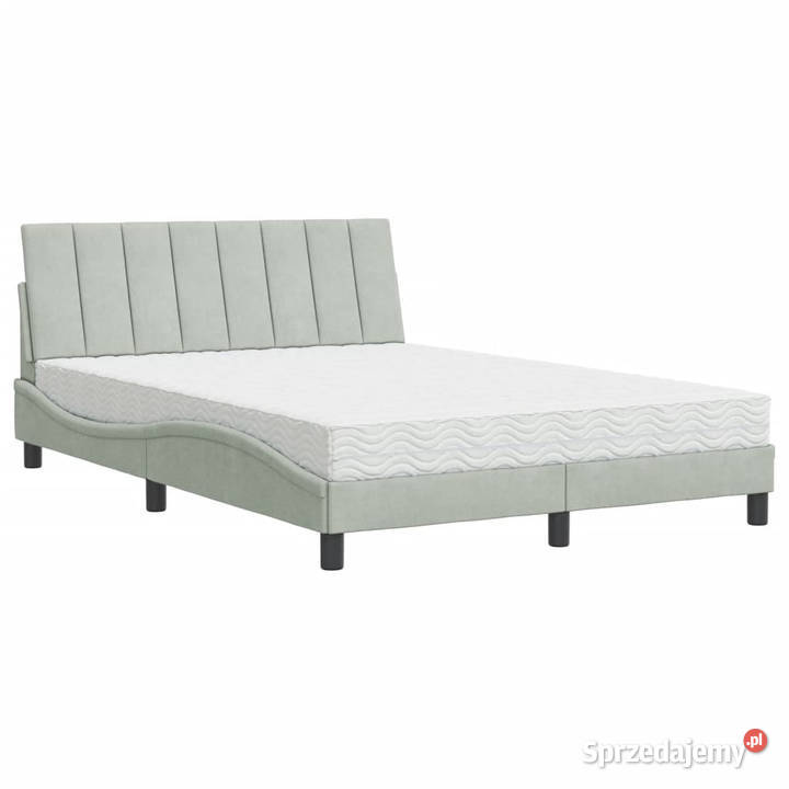 Łóżko z materacem jasnoszare aksamitne 120x200 Warszawa sprzedam