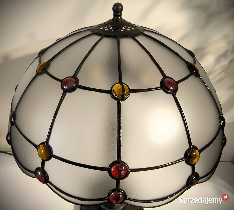 Lampa mosiądz witraż szkło gięte kaboszony wielkopolskie Wysoka