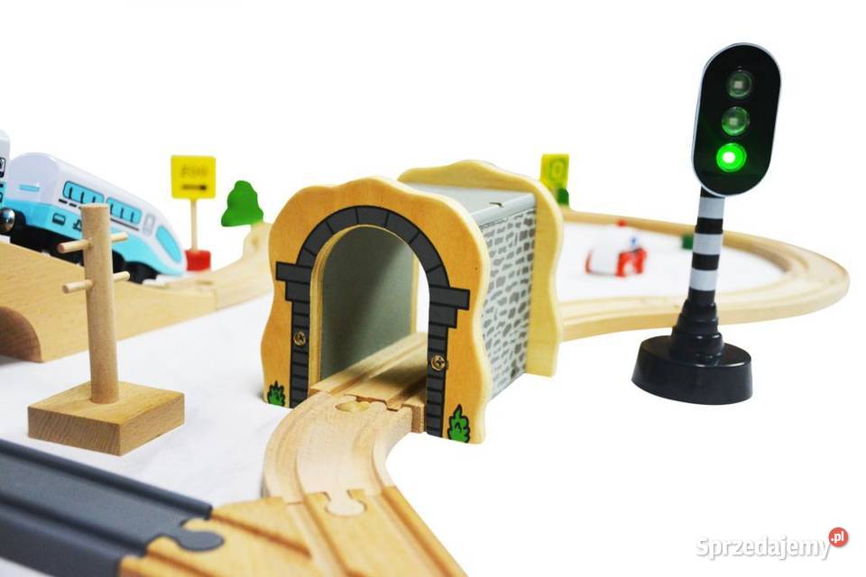 Drewniana kolejka tory pociąg na baterie 69 Bielsk Podlaski