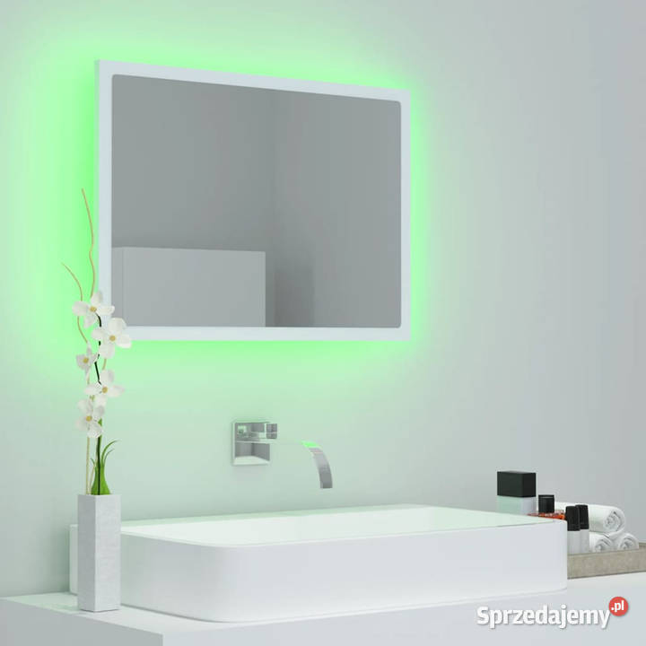 Lustro łazienkowe z LED białe 60x85x37 akryl Warszawa sprzedam