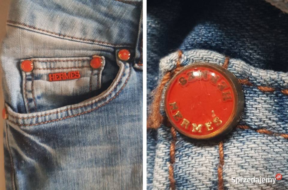 Hermes spodnie damskie dżinsy jeansy zdobione Inny wzór