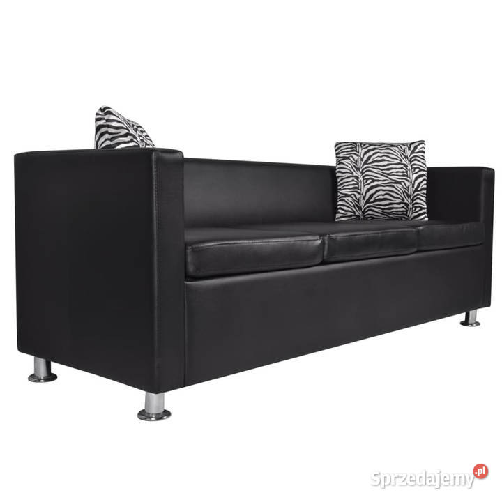 Sofa 3osobowa ze skóry syntetycznej czarna mazowieckie Warszawa