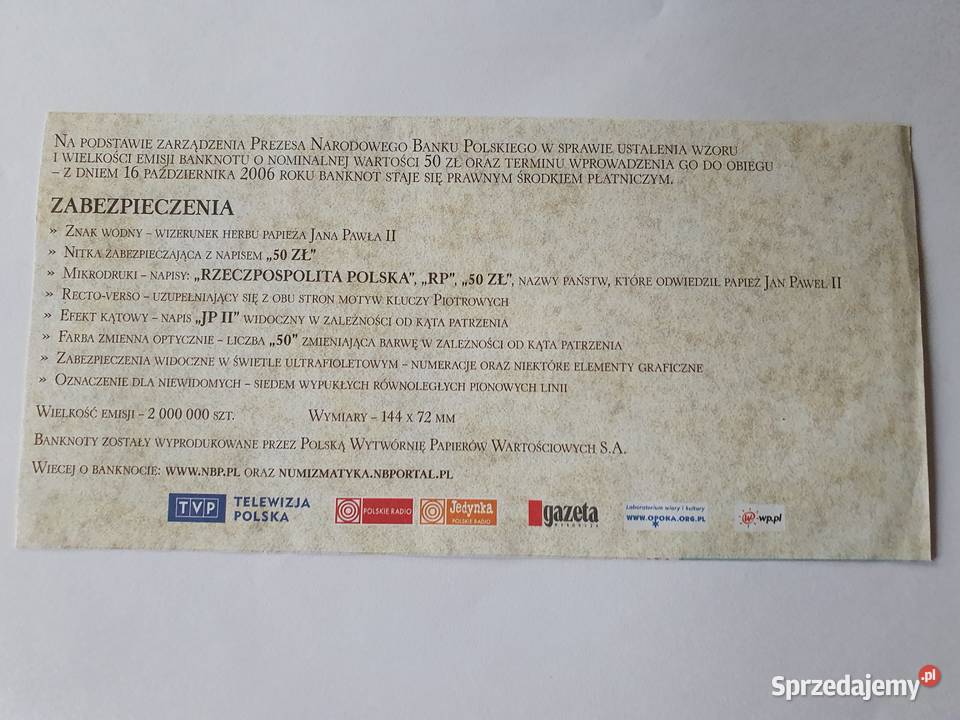 JP II 50 2006 idealny stan menniczy Kolekcja Andrychów