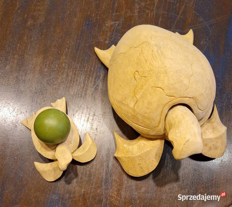 Stara ZABAWKA z drewna ŻÓŁW ręczna pracarzeźba Lublin