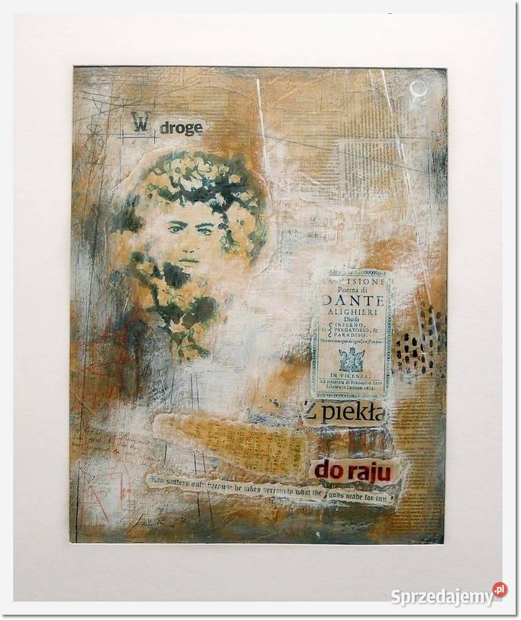 Boska komedia obraz w technice mieszanej collage Malarstwo Malbork