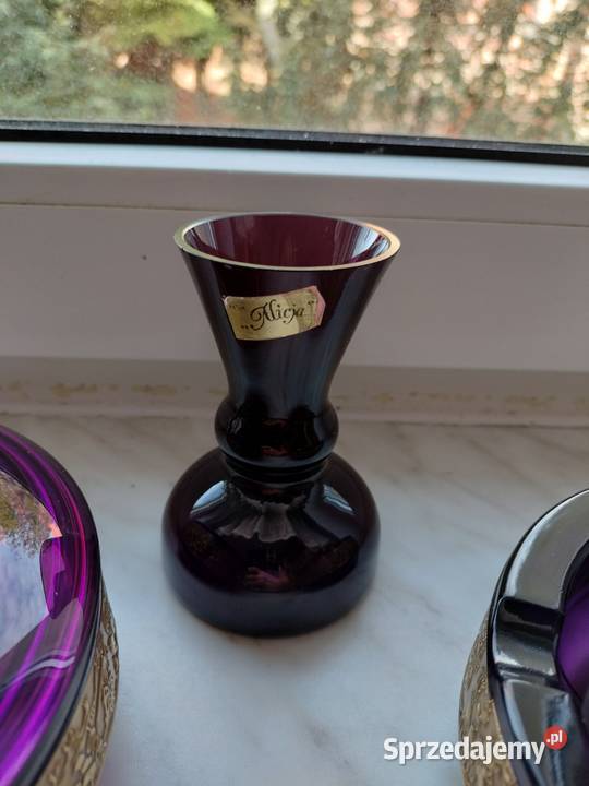 Piękny ametystowy zestaw szklany w stylu art Porcelana i szkło Choszczno