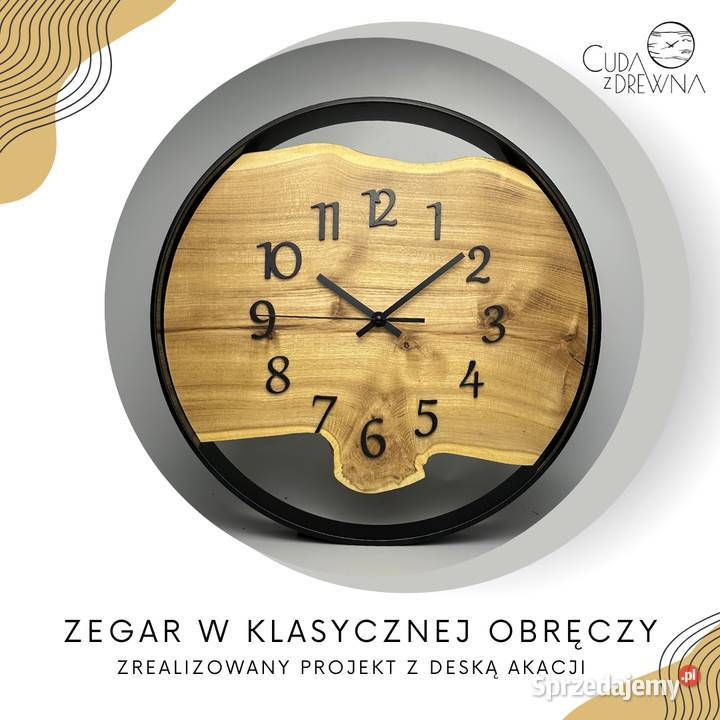 Drewniany zegar ścienny w nowoczesnym stylu CUDA Zegary Katowice