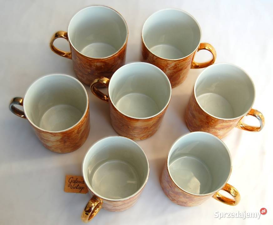 Porcelana Karolina kubki marmurkowe złocone Lublin sprzedam