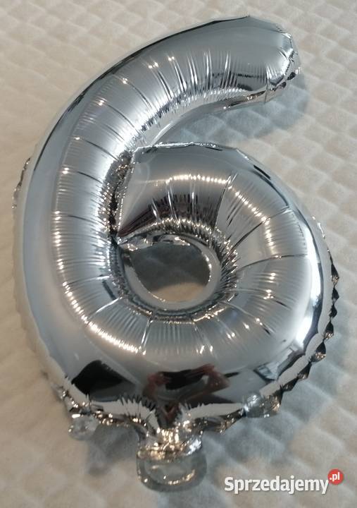 Balon foliowy Cyfra 6 srebrny 35 Zabawka Czeladź