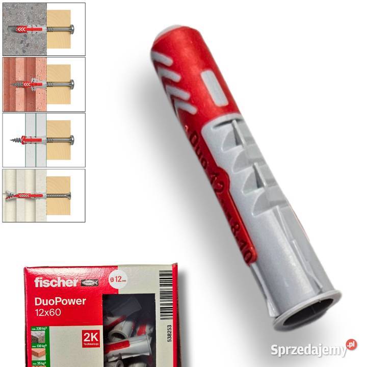 Kołki Montażowe Fischer ROZPOROWE 12x60 25 Do małopolskie Gdów
