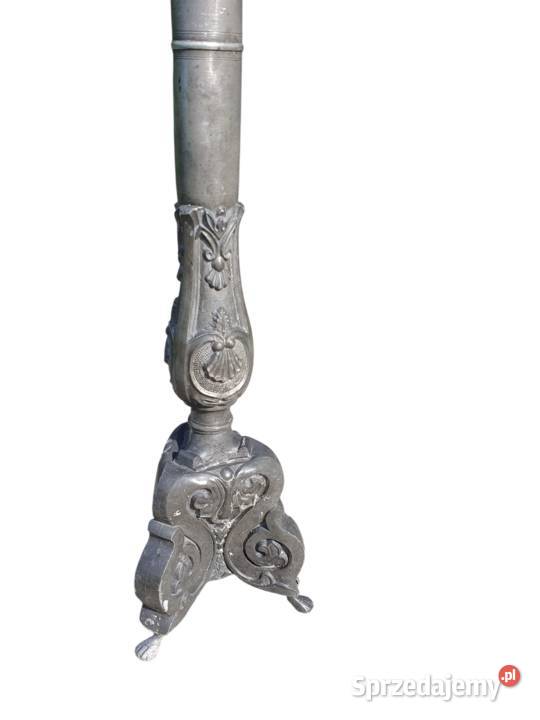 Stary duży świecznik XVIII XIX wiek aluminium