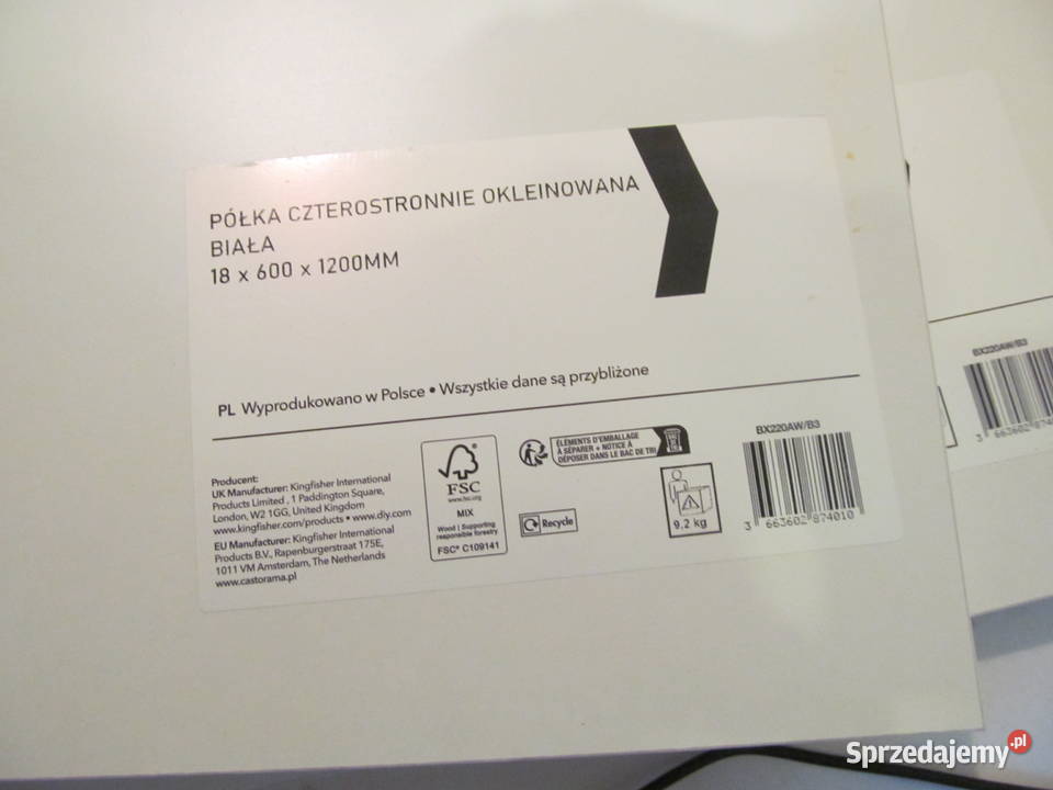 Półka biała z okleinowaną krawędzią 60x305 18mm Poznań