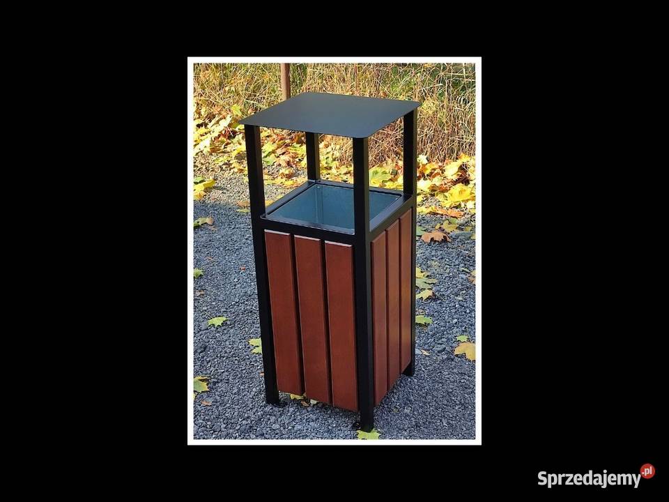 kosz miejski na śmieci z daszkiem ogrodowy