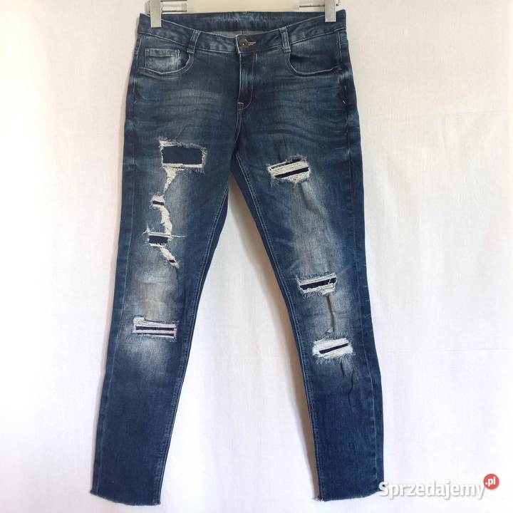 Spodnie damskie Jeans ciemny r 38 Dziury NOWE niebieski Białystok