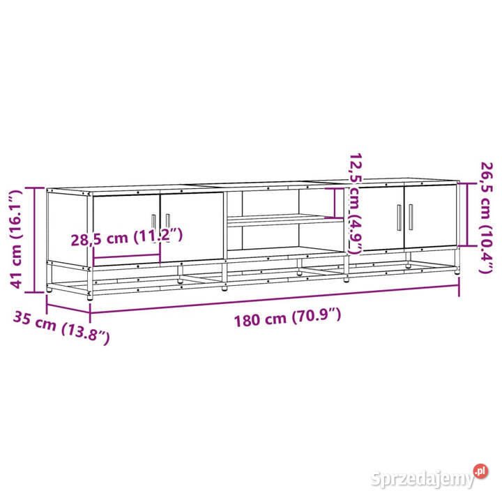 Szafka pod telewizor brązowy dąb 180x35x41 mazowieckie Warszawa