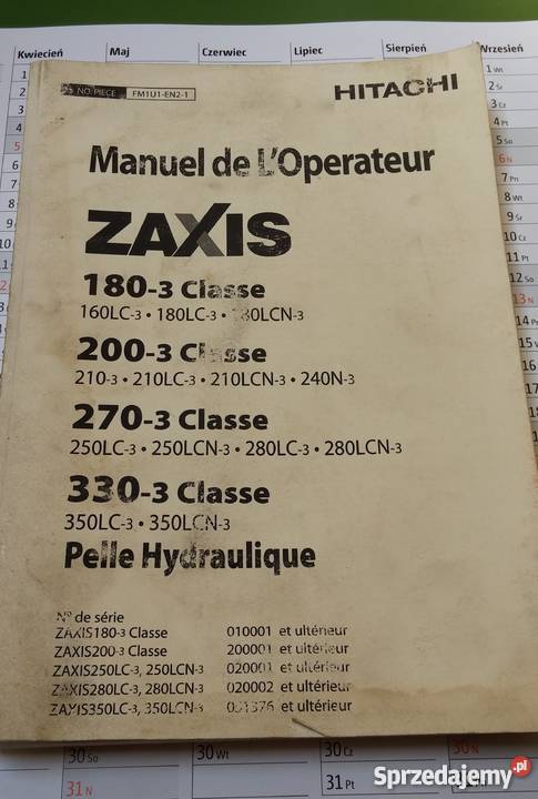 Instrukcja Hitachi ZAXIS 1803 2003 2703 3303 Szamotuły sprzedam