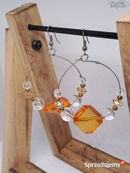 Kolczyki koła z pomarańczowymi koralikami Warszawa