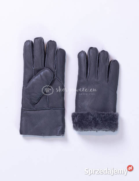 Klasyczne ciemno szare skórzane rękawiczki Pozostałe małopolskie Szaflary