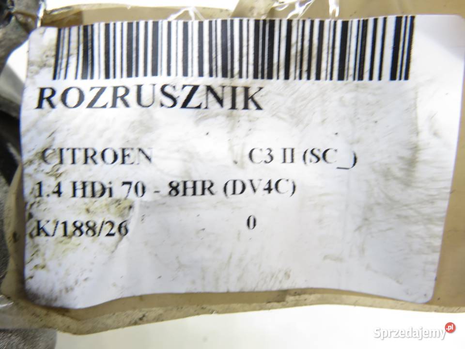 ROZRUSZNIK CITROEN C3 II 14 HDi 980166778000