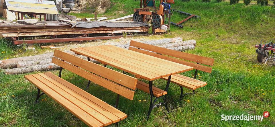 Jesionowe meble ogrodowe nogi żeliwne Lublin