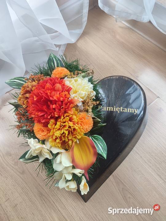 Zestaw na pomnik wiązanka serce i wkład do pomarańczowy Sosnowiec