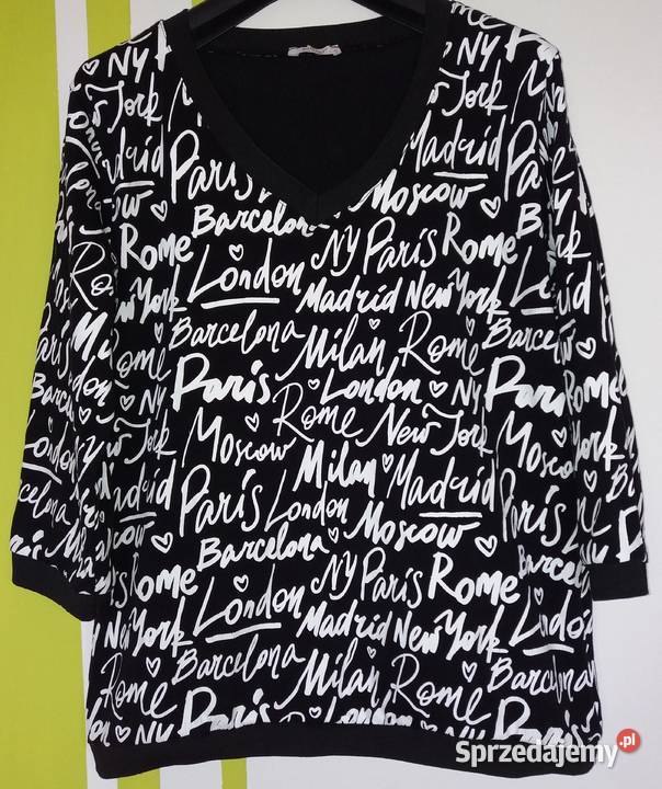L44 Nienoszona bawełniana bluzka w napisy Megi 3/4 Bluzki i koszule śląskie Gliwice