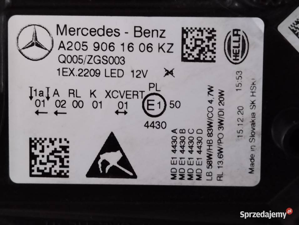 MERCEDES C W 205 LIFT Lampa Prawa Multibeam LED lubuskie Wschowa