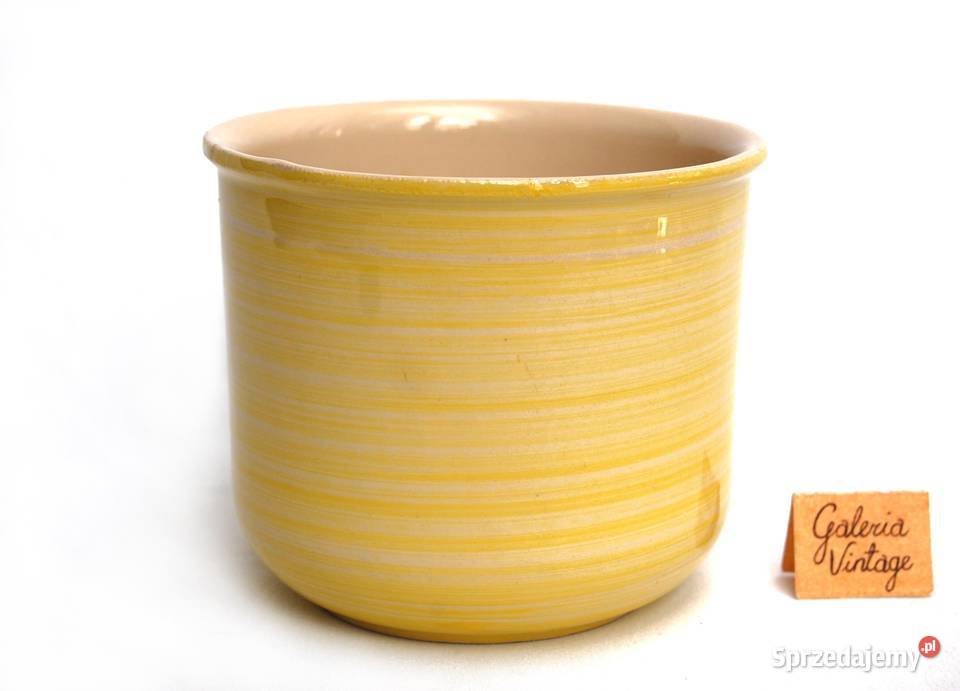 Osłonka ceramiczna żółta gładka średnica 119 Doniczki i osłonki Lublin