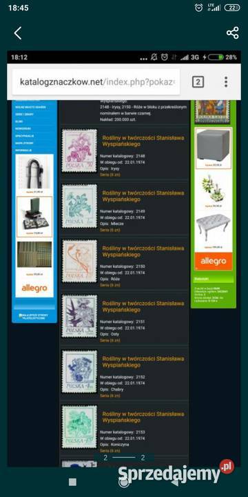 Znaczki rośliny 1974 Bolesławiec