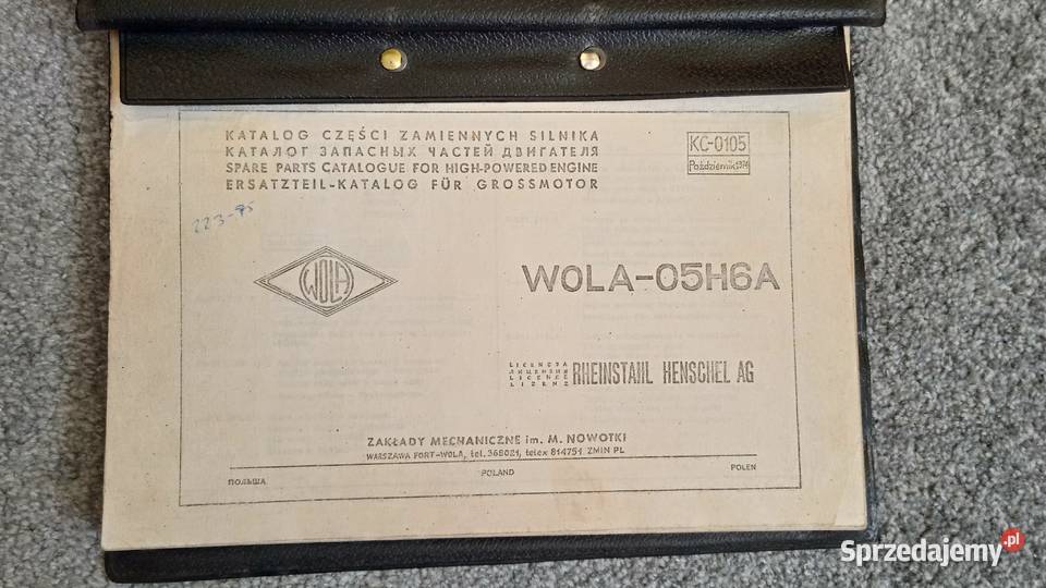Katalog części silnika Wola05H6A oryginał Lublin