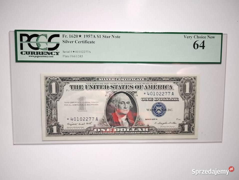 Banknot USA 1 1957 A PCGS 58 STAR Silver Rzeszów sprzedam